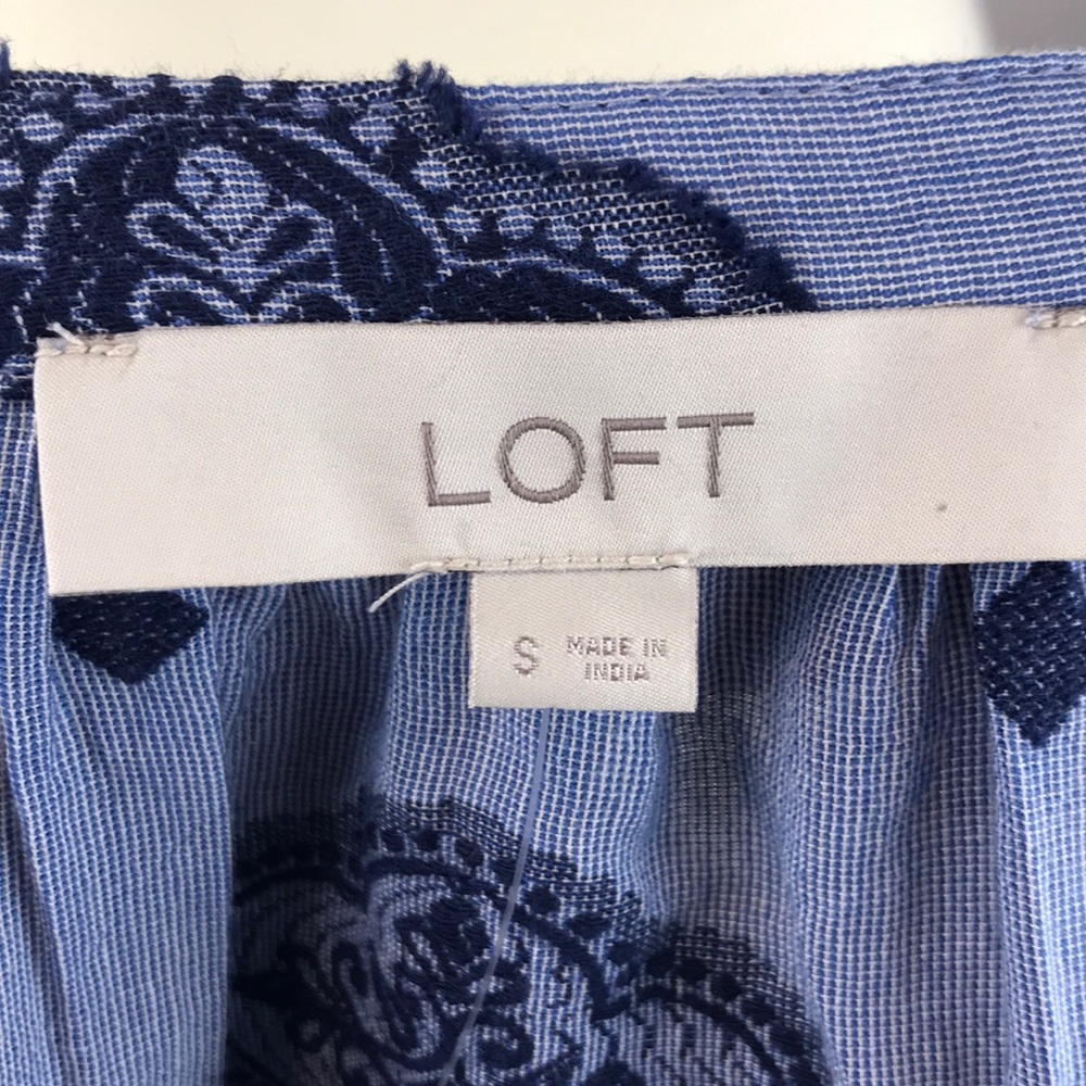 Loft | Blue Embroidered Button up - Picture 7 of 8
